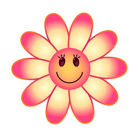 Smiling flowers with vibrant gradient colors. PNG with transparent ...