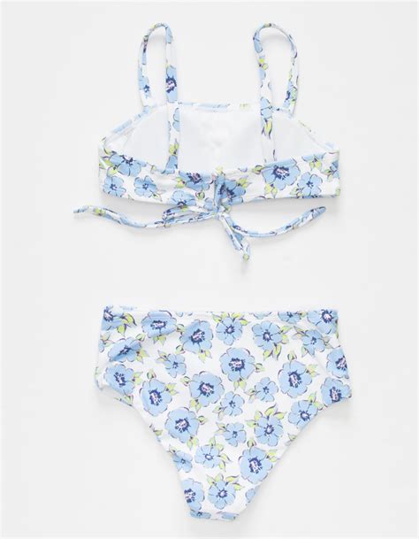 FULL TILT Floral Girls Bandeau Bikini Set WHITE COMBO Tillys