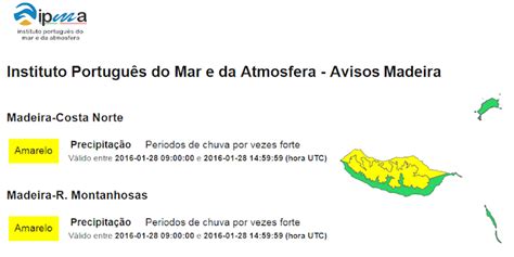 Tempo Nas Ilhas Costa Norte Da Madeira E Zonas Montanhosas Sob Aviso