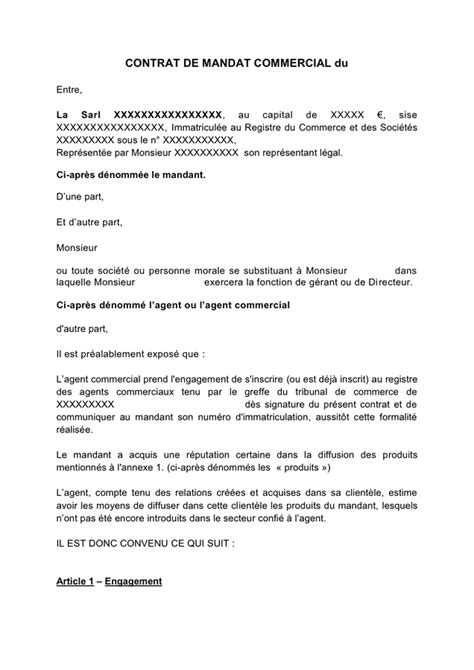 Model De Contrat De Mandat Commercial Doc Pdf Page Sur Hot Sex Picture