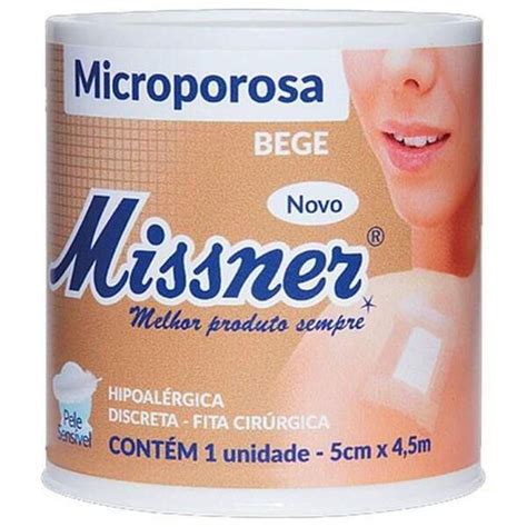 Fita Cirúrgica Microporosa Bege Missner Hipoalérgica 5cm x 4 5m Fita