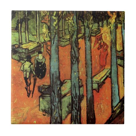 Les Alyscamps Autumn Leaves By Vincent Van Gogh Ceramic Tile Zazzle