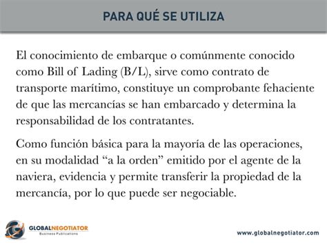 Conocimiento Embarque MarÍtimo Modelo Y Guía De Uso Ppt