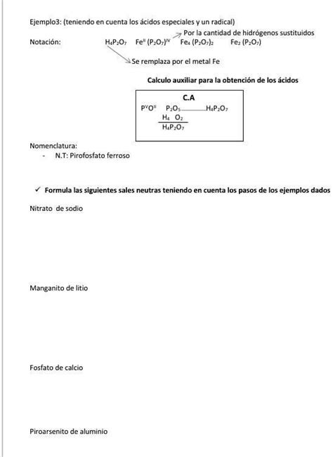 SOLVED Fórmula las siguientes sales Neutras teniendo en cuenta los