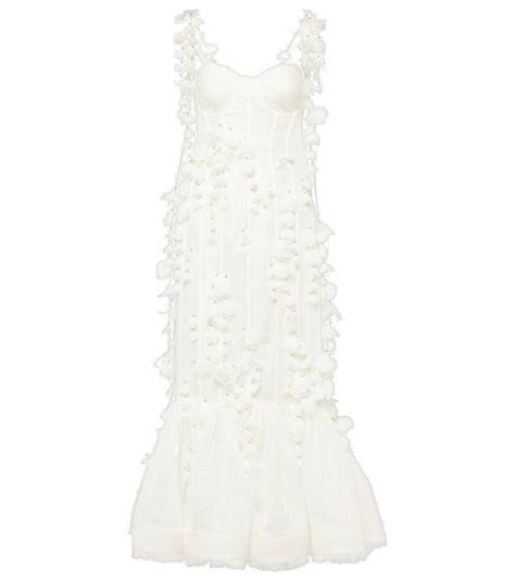 Zimmermann Natura Linen And Silk Organza Midi Dress Zimmermann