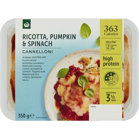 Calories In Woolworths Ricotta Spinach Cannelloni Calcount