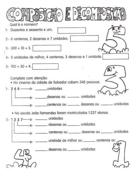 Atividades Decomposição De Números Para Matemática