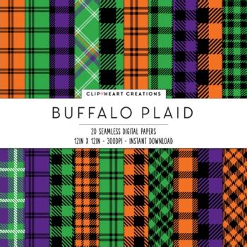 Buffalo Plaid Seamless Digital Papers Halloween By Clip Heart Creations