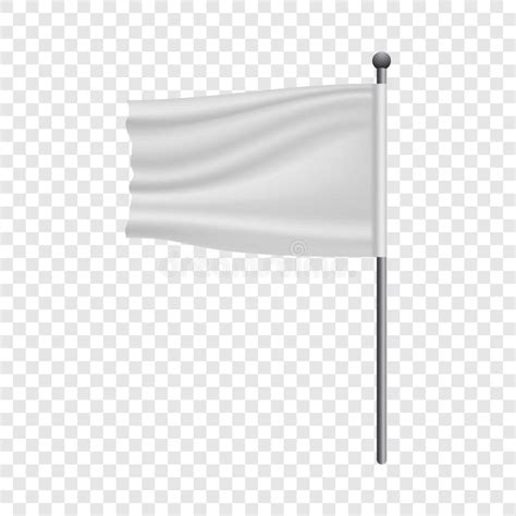 White Flag On Flagpole Flying In The Wind Mockup Stock Vector