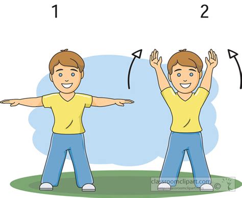 Fitness and Exercise Clipart- exercise-boy-hands-up-down - Classroom ...