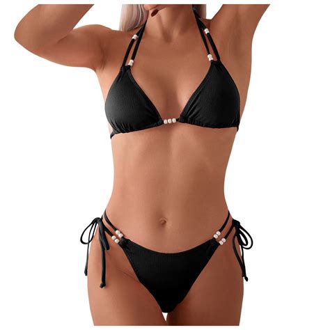 Bikini Sets For Women Triangle String Halterneck Push Up Two Piece Cute