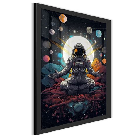 Quadro Astronomia Astronauta Meditando Planetas Coloridos Elo