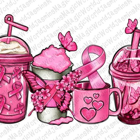 Breast Cancer Coffee Cups Png Sublimation Design Breast Etsy