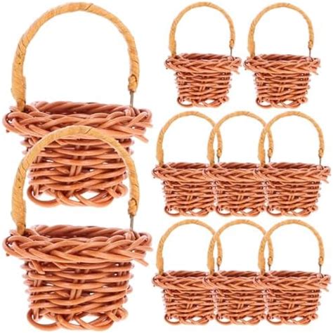 NTCL 8pcs Mini Rattan Korb Geflochtener Blumenkorb Kleiner Wicker