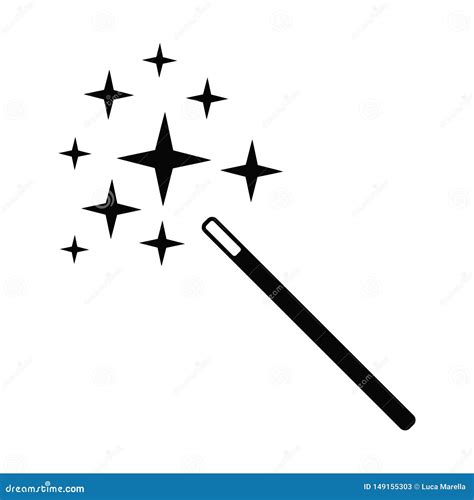 Vector Logo Illustration Of A Magician Wand Stick With Magic Sparkles