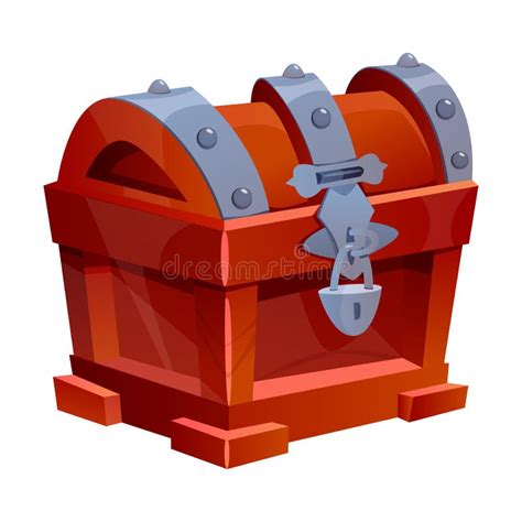 Brown Treasure Chest With Lock As Game Object Vector Illustration Stock