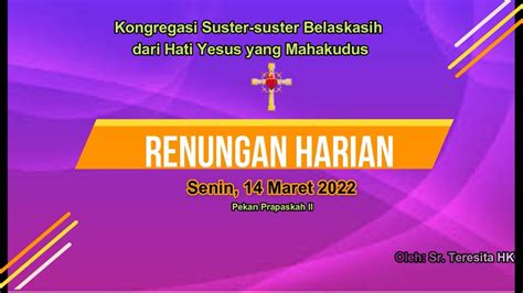 Renungan Harian Senin Maret Hari Biasa Pekan Prapaskah Ii Oleh