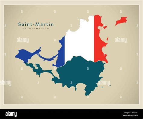 Modern Map - Saint Martin flag colored MF Stock Vector Image & Art - Alamy