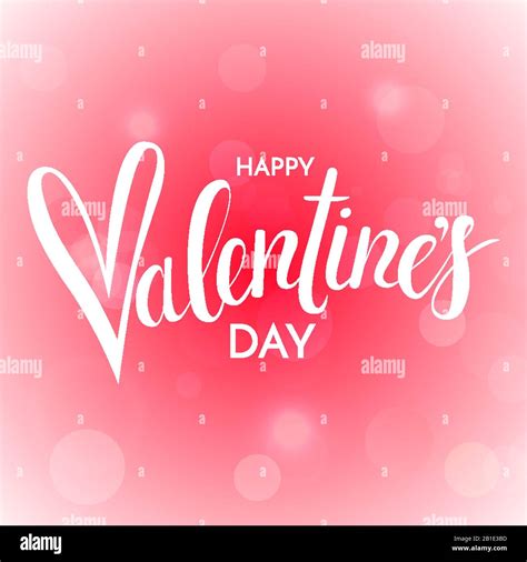 Happy Valentines Day Lettering Greeting Card On Pink Background Stock