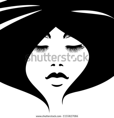 Beautiful Girl Face Black Lips Lush Stock Vector Royalty Free