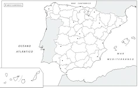 Mapa Mudo De Espa A Y Sus Provincias