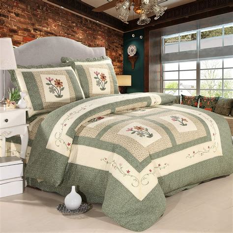 Amazon Vctops 2 Piece Embroidered Floral Quilted Bedspread Quilt