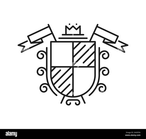 Medieval Line Heraldry Coat Of Arms Symbol Isolated Vector Outline