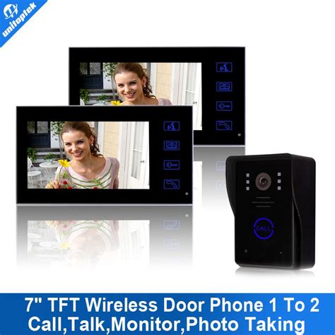 7 Tft 24g Wireless Video Door Phone 2 Monitors System Intercom Camera