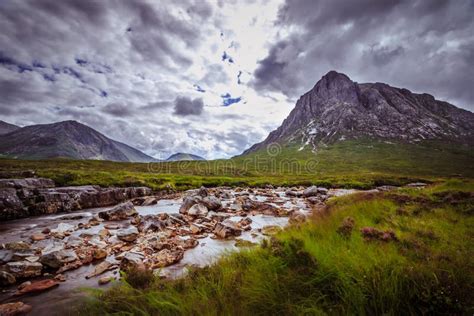 Beautiful River Mountain Landscape Scenery In Glen Coe Scottish