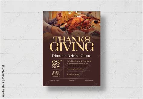 Thanksgiving Dinner Flyer Layout in Modern Rustic Style Stock Template ...