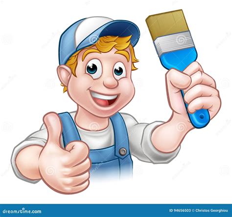 Handyman Painter Decorator Holding Paintbrush Stock Vector