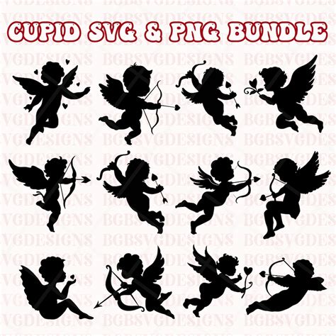 Cupid Svg Png Bundle Valentines Day Svg Cupid Sublimation Glitter