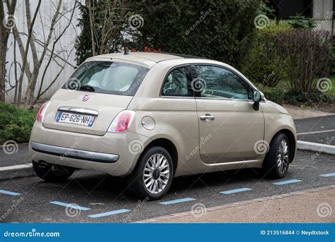 Rear View Of White Fiat 500 Parked In The Street Editorial Stock Image