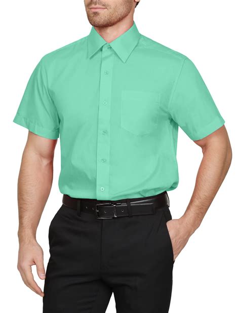 J Method Mens Classic Regular Fit Button Down Short Sleeve Solid Color Dress Shirts S 5xl