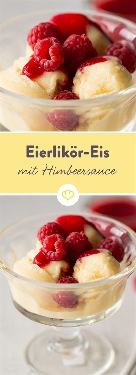 Eierlikör Eis mit Himbeersauce EierlikörEis Himbeersauce mit