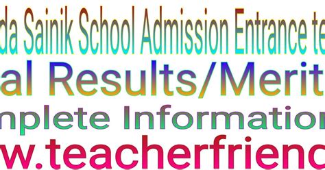 Korukonda Sainik School Admission Entrance test 2016 Final Results/Merit list - Website for ...