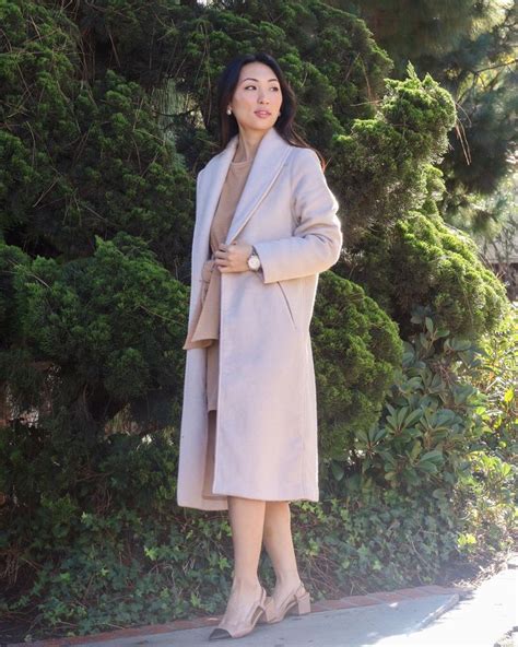 Classic Feminine Style Bell Sleeve Dress Wool Coat Two Toned