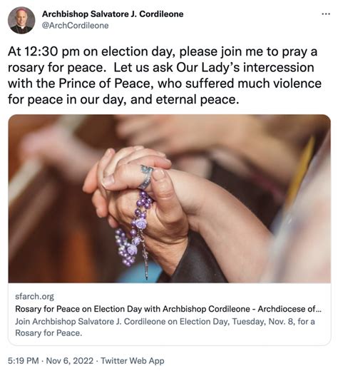 Abp Cordileone Will Pray The Rosary For Peace Live On Election Day