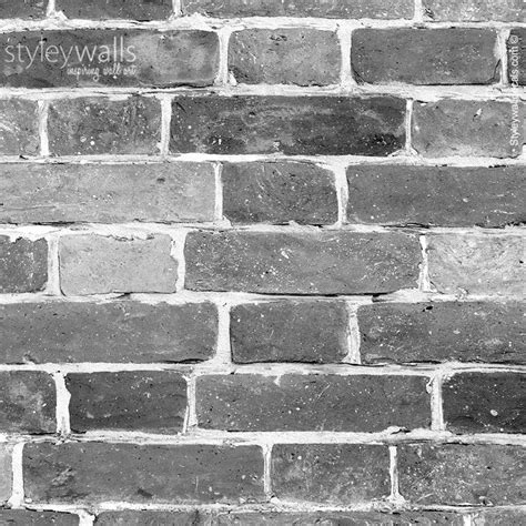 Bricks Wallpaper Black White Gray Brick Pattern Wallpaper - Etsy