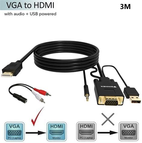 Vga To Hdmi Adapter Cable 10ft 3m Old Pc To New Tv Monitor With Hdmi Foinnex Vga To Hdmi