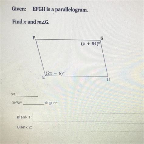 Given EFGH Is A Parallelogram Given EFGH Is A Parallelogram Find X