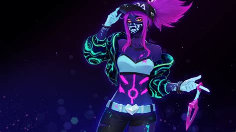 Kda Akali Neon Lol League Of Legends Video Game K Rare