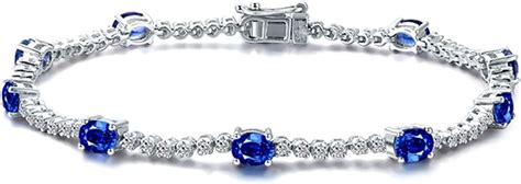 Aimrio Bracelet Femme Or Blanc Saphir Bracelet Femme Or 750 1000