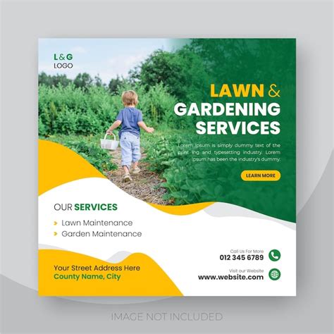 Premium Vector Lawn And Gardening Services Social Media Post Banner