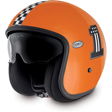 Casque moto vintage jet fibre premier avec visière intégrée Ck One