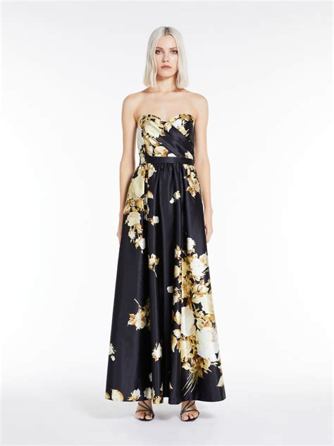 Printed Duchesse Bustier Dress Black RUFO Max Mara