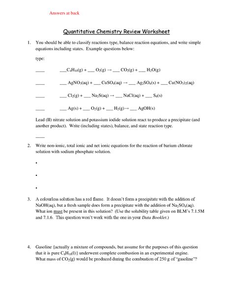 Chemistry Worksheets And Handouts Pdf For Printing Worksheets Library