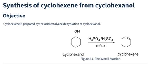 Solved Synthesis Of Cyclohexene From Cyclohexanol Objective Chegg