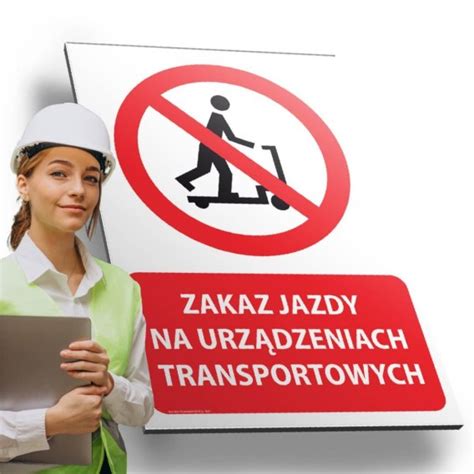 Tablica PVC 20x30 cm ZAKAZ JAZDY NA URZĄDZENIACH TRANSPORTOWYCH