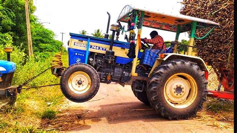 Swaraj Xt Tractor Stuck In Mud Sugarcane Trolley Stunt By New